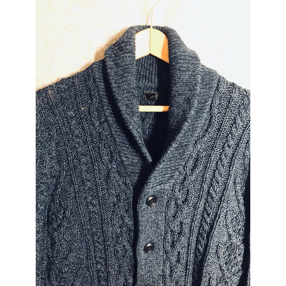 J. Crew Sweater Mens M Blue Triple Knit Cotton Shawl Collar Cardigan Classic